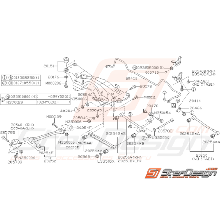 Schéma de Train Arrière Origine Subaru WRX 2001 - 200234615