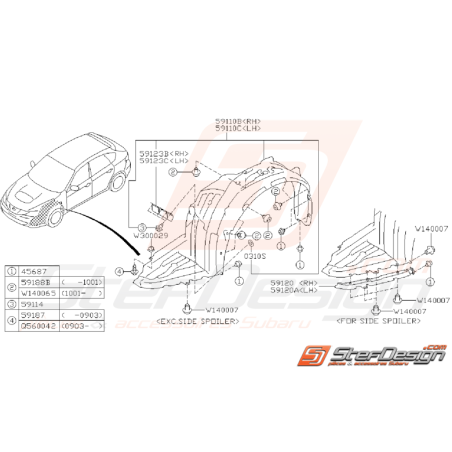 Schéma de Passage de Roue Avant Origine Subaru WRX 2008 - 201134616