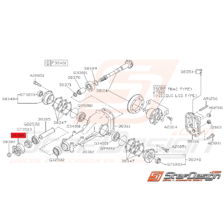 Flasque Pont Arrière R160 Subaru GT 93-00 WRX 01-11 STI 01-05 S.DCCD34636