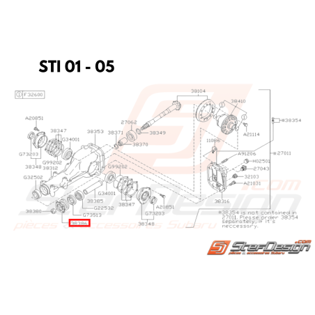 Flasque Pont Arrière R160 Subaru GT 93-00 WRX 01-11 STI 01-05 S.DCCD34638