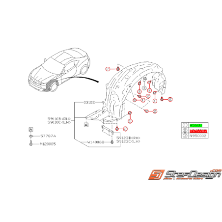 Kit de montage de pare boue avant SUBARU BRZ / TOYOTA GT 8634656