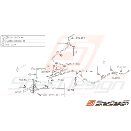 Schéma de Levier de Frein a Main Origine Subaru STI 2003 - 200434663