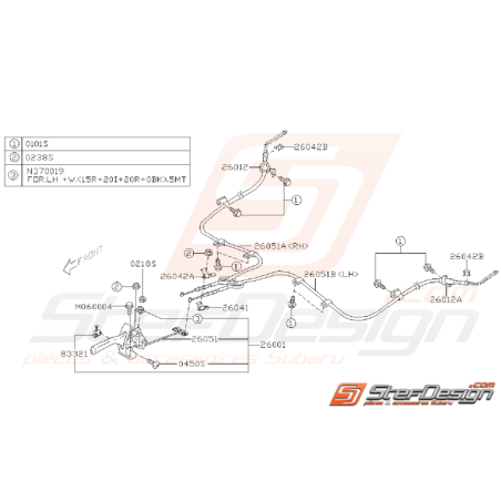 Schéma de Levier de Frein a Main Origine SUBARU STI 2006 - 200734665