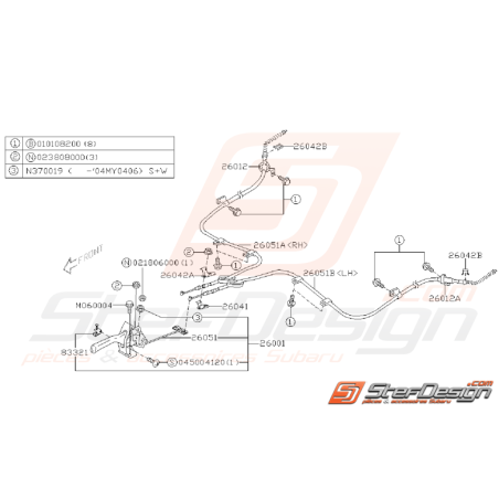 Schéma de Levier de Frein a Main Origine Subaru WRX 2001 - 200234669