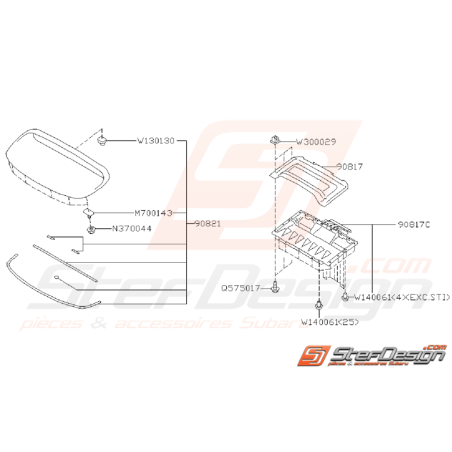 Schéma de Prise d'Air de Capot Origine Subaru STI 2008 - 201034811