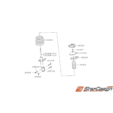 Schéma d'amortisseur avant Origine SUBARU STI v5 / v6 / P134826