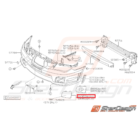 Cache anti brouillard  WRX/STI 06-07 droit34874