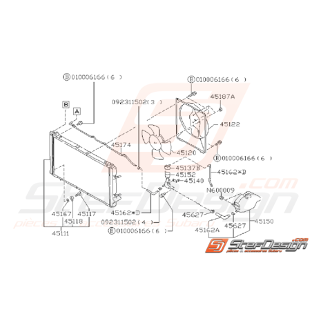 Schéma de Radiateur Moteur Origine SUBARU GT 1993 - 200034881