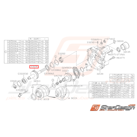 Pignon Transfert origine Subaru STI 2001 - 2005 Sans DDCD34917