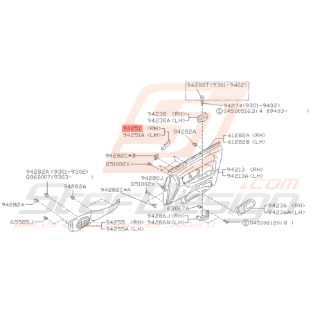 Gousset de porte droit Origine Subaru Impreza GT 1993-200034921