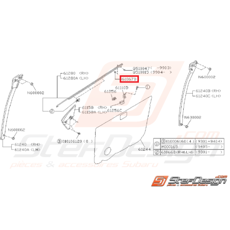 Agrafe fixation lèche-vitre Origine Subaru GT 93-00 WRX STI 01-0734990