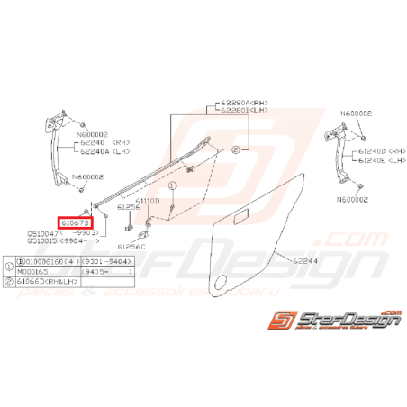 Agrafe fixation lèche-vitre Origine Subaru GT 93-00 WRX STI 01-0734993