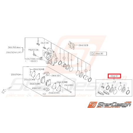 kit réparation d'étriers de frein arrière subaru  WRX 01-07  et impreza (GT STI TYPE RA )35029