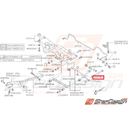 Vis train arrière (Moyeu tirant) Origine Subaru GT 93-00 WRX STI 01-0735036