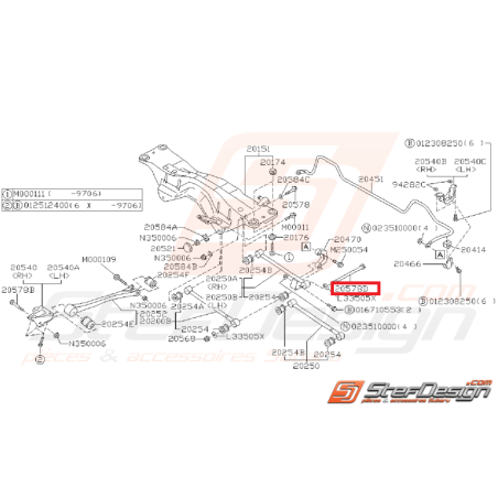 Vis train arrière (Moyeu tirant) Origine Subaru GT 93-00 WRX STI 01-0735043