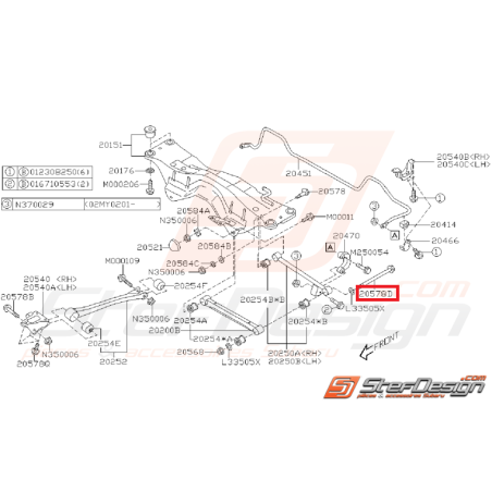 Vis train arrière (Moyeu tirant) Origine Subaru GT 93-00 WRX STI 01-0735045