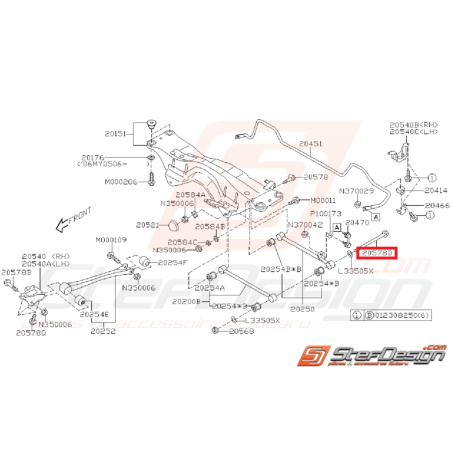 Vis train arrière (Moyeu tirant) Origine Subaru GT 93-00 WRX STI 01-0735048