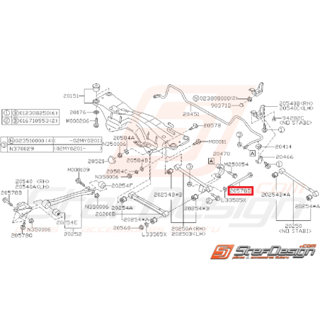 Vis train arrière (Moyeu tirant) Origine Subaru GT 93-00 WRX STI 01-0735051