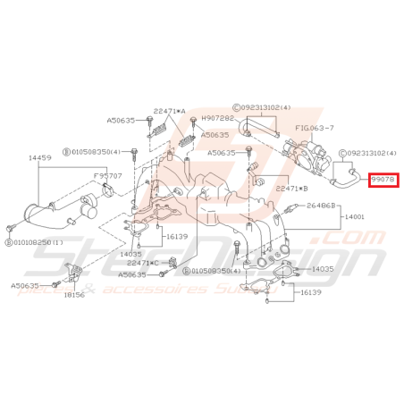 Durite d'eau de papillon d'admission SUBARU GT 99-0035102