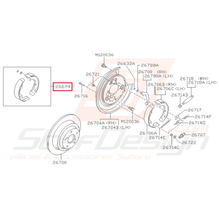 Machoires de frein à main ORIGINE SUBARU GT 93-96 WRX 01-07 FORESTER 05-0735139