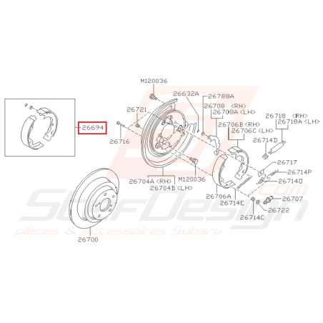 Machoires de frein à main ORIGINE SUBARU GT 93-96 WRX 01-0735139