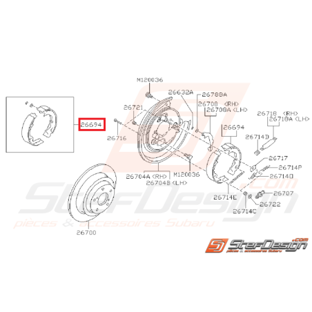 Machoires de frein à main ORIGINE SUBARU GT 93-96 WRX 01-07 FORESTER 05-0735141