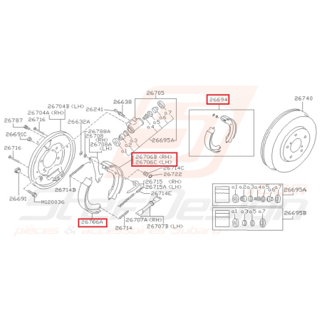 Machoires de frein à main ORIGINE SUBARU GT 93-96 WRX 01-07 FORESTER 05-0735144