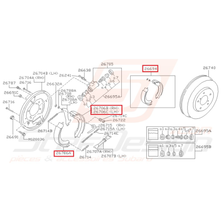 Machoires de frein à main ORIGINE SUBARU GT 93-96 WRX 01-0735144