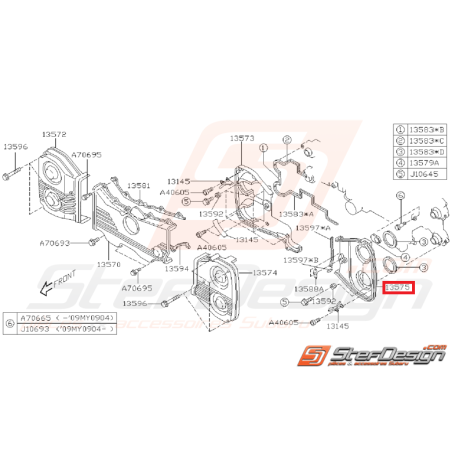 Carter de distribution intérieur gauche Subaru GT 01/07/99-00 WRX STI 01-19 FORESTER 97-02/05-0735150