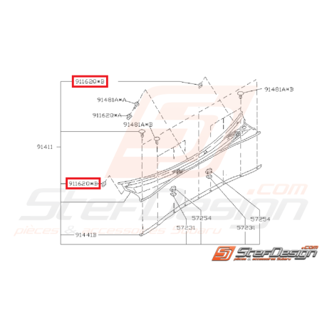 Clips baie de pare brise extérieur GT 93-0035152