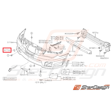 Cache de pare choc avant WRX/STI 06-07 (emplacement de remorquage)35168