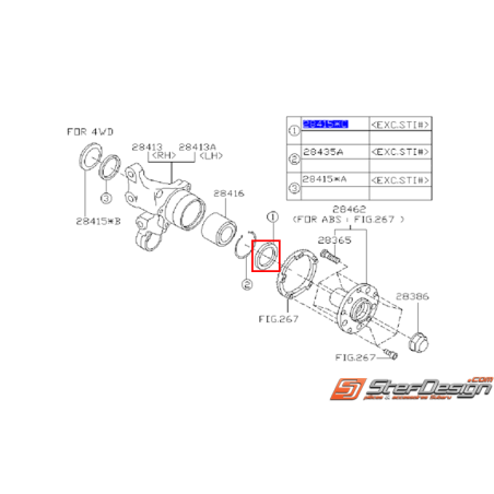 Joint spy extérieur roulement arrière GT 93-00 WRX 01-0735171