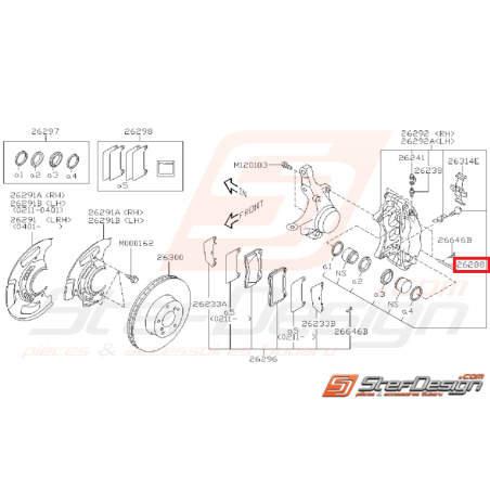 Axe fixation de plaquettes avant pour étrier BREMBO STI35173