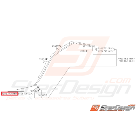 Fixation de capuchon de baguette de toit GT 93 - 00 et Break 93 - 0035198