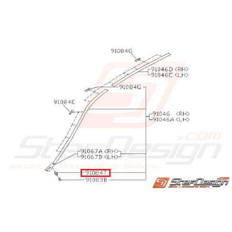 Fixation de capuchon de baguette de toit GT 93 - 00 et Break 93 - 0035203