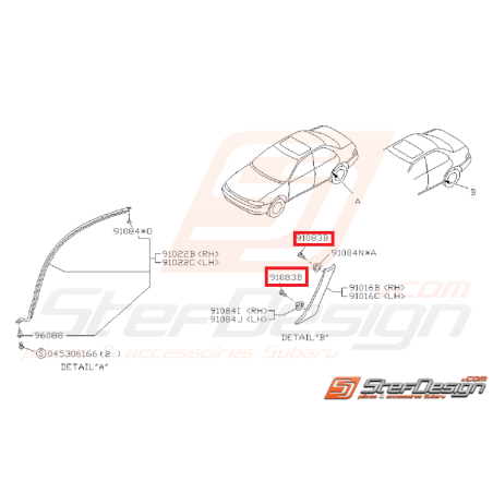 Vis Fixation Capuchon Baguette de Toit Subaru GT 93-00 et Break 93-0035206