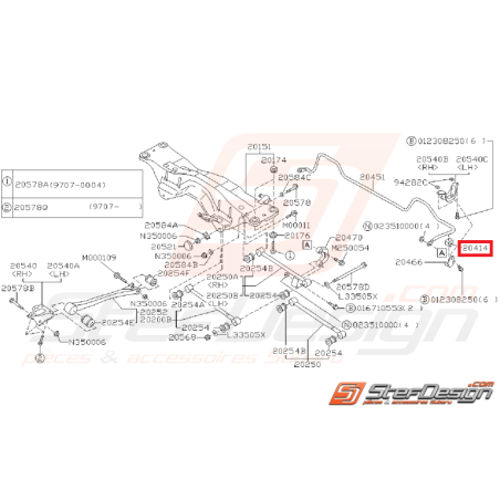 Silent bloc barre stabilisatrice arrière Origine Subaru GT 96-00 WRX STI 01-0235228