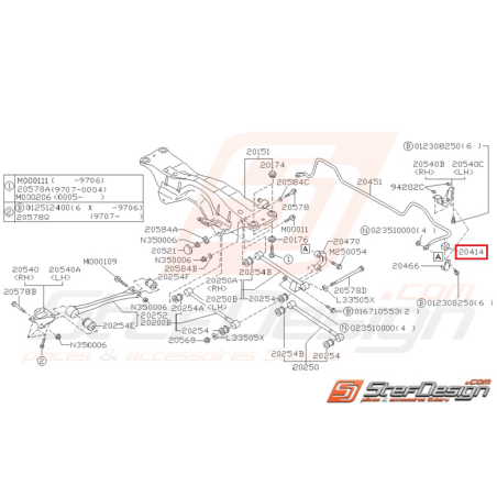 Silent bloc barre stabilisatrice arrière Origine Subaru GT 96-00 WRX STI 01-0235231