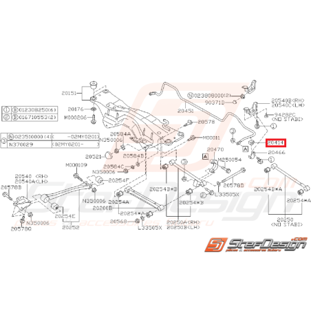 Silent bloc barre stabilisatrice arrière Origine Subaru GT 96-00 WRX STI 01-0235233