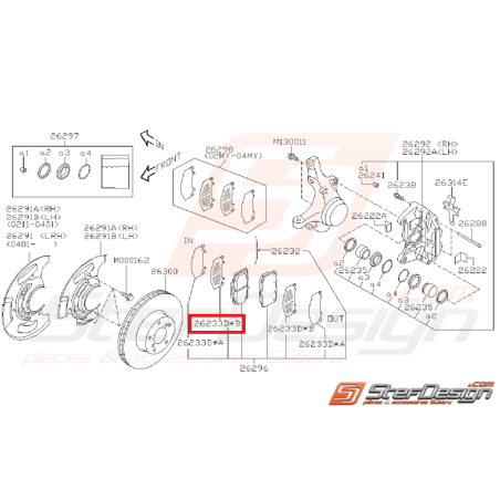 tole intérieure striée plaquettes avant GT 99-00 WRX 01-0535234