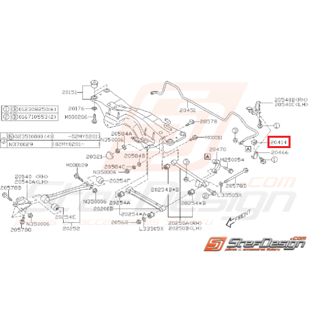 Silent bloc barre stabilisatrice arrière Origine Subaru GT 96-00 WRX STI 01-0235236