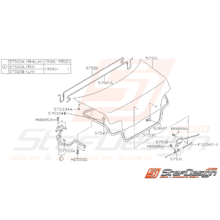 Schéma de Coffre Origine SUBARU IMPREZA GT 1993 - 200035248