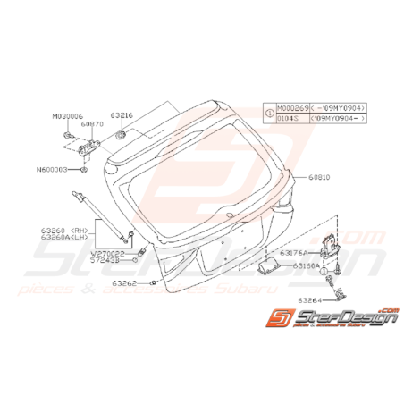 Schéma de Hayon Origine Subaru WRX STI 2008 - 201035250