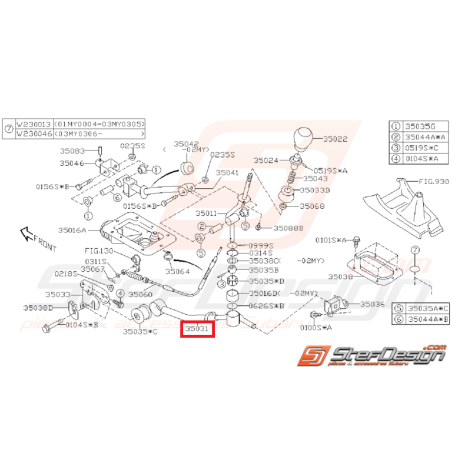 Bras de levier de vitesse Origine Subaru STI 2003 - 200735255