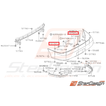 Equerre de pare choc arriere pour Impreza GT 1993-200035294