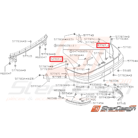 Equerre de pare choc arriere pour Impreza GT 1993-200035296