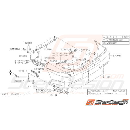 Schéma de Pare Choc Arrière Origine Subaru WRX STI 2006 - 200735297