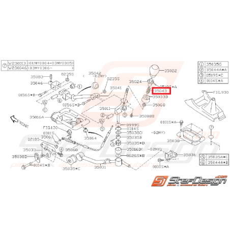 Ressort de levier de vitesse Origine Subaru STI 2001 - 200735303