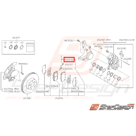 Plaquette inox maintient de plaquette de frein avant étrier subaru GT 99-00 -WRX 01-0735313