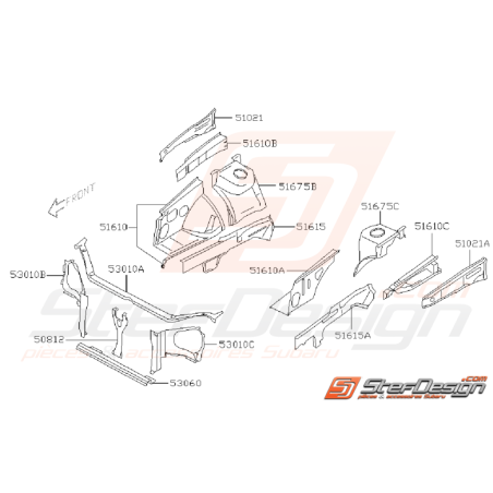 Schéma de Face Avant Origine Subaru WRX STI 2006 - 200735324